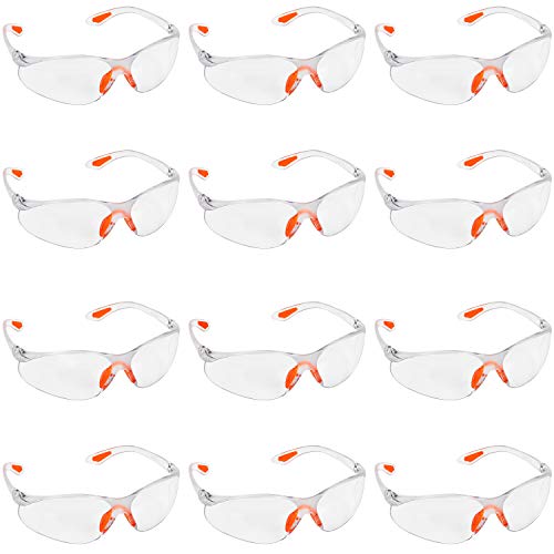 Kurtzy 12-er Pack Schutzbrillen Transparent mit Gummieinsatz an Nase und Ohren für sicheren Schutz - Augenschutzbrille Sicherheitsbrille Laborbrille kratzfeste Linsen – PSA Arbeitsschutzbrillen von Kurtzy