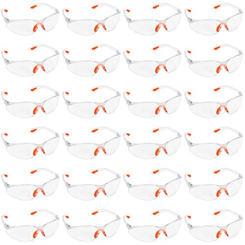 Kurtzy 24-er Pack Schutzbrillen Transparent mit Gummieinsatz an Nase und Ohren für sicheren Schutz - Augenschutzbrille Sicherheitsbrille Laborbrille Kratzfeste Linsen – PSA Arbeitsschutzbrillen von Kurtzy