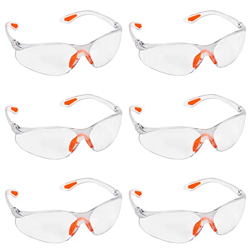Kurtzy 6-er Pack Schutzbrillen Transparent mit Gummieinsatz an Nase und Ohren für sicheren Schutz - Augenschutzbrille Sicherheitsbrille Laborbrille kratzfeste Linsen – PSA Arbeitsschutzbrillen von Kurtzy