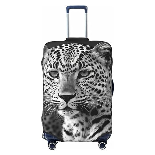 Kururi Koffer-Abdeckung mit Leopardenmuster, personalisierbar, Reisegepäckabdeckung, Trolley-Koffer, geeignet für Reisen, Geschäftsreisen, 45,7 - 81,3 cm, Schwarz / Weiß, Schwarz , XL von Kururi