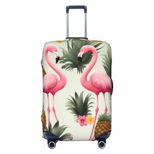 Kururi Koffer mit Flamingos und Ananas-Druck, personalisiertes Reisegepäck-Abdeckung, Trolley-Koffer, Reisegepäck-Schutzabdeckung, geeignet für Reisen, Geschäftsreisen, Schwarz , S von Kururi
