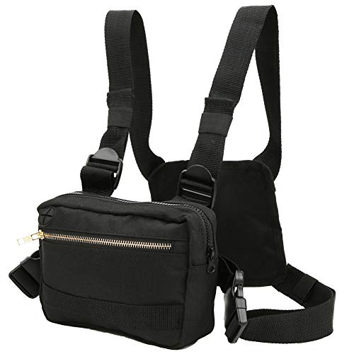 Kuuleyn Outdoor-Brusttasche, Brusttasche, multifunktional, verstellbar, Brusttasche, Fronttasche, Handy-Aufbewahrungstasche, Schwarz von Kuuleyn