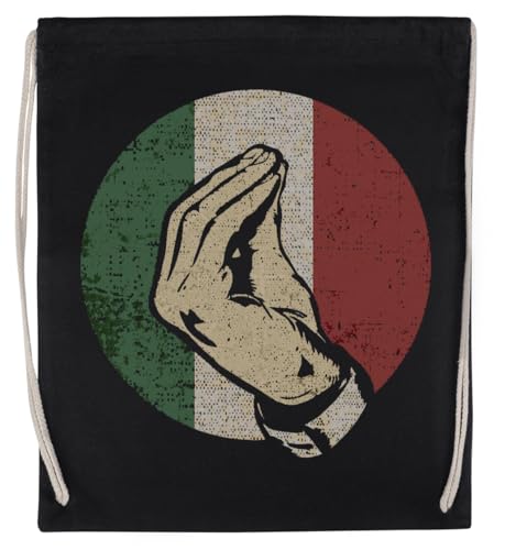 Italienischer Handgestengesang Unisex-Sporttasche, Schwarz, Umweltfreundlicher Sack von Kwantees