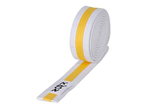Kwon Jugendgürtel (Kindergürtel), Mehrfarbig 280 weiß-gelb-weiß von Kwon
