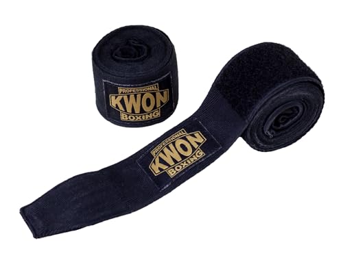 KWON Premium Gel Boxbandage 3,5 m schwarz Boxen unelastisch Box-Bandagen Gelpolster Gelpads Handbandage von Kwon