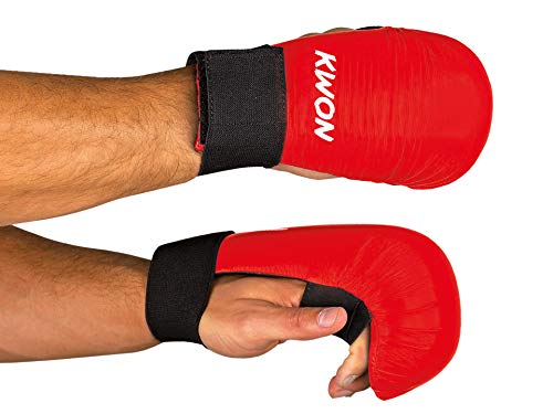 Karate Handschützer ohne Daumenschlaufe CE, in 2 Farben (rot, L) von Kwon