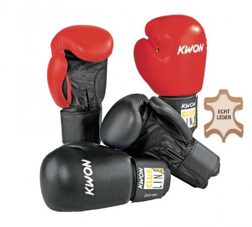 Kwon Boxhandschuhe Pointer echt Leder Gr. 10 oz schwarz von Kwon