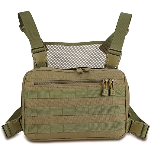 Kyrio Tactical Chest Rig Molle Radio Brustgurthalter Holster Weste für Zwei-Wege-Radio Walkie Talkies (Khaki) von Kyrio