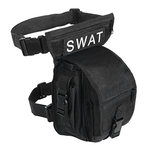 Kyrio Taktische Hüfttasche,Tactical Drop Leg Waist Bag,Oberschenkel Pack Taille Taschen für Motorrad Radfahren Reiten im Freien Camping Wandern (schwarz) von Kyrio