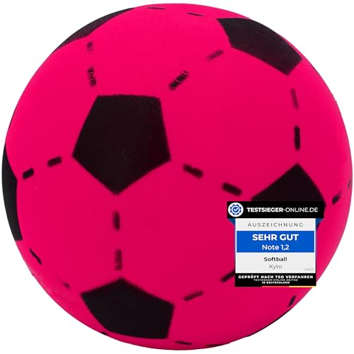 Softball 20 cm Schaumstoffball Kinder Fußball weicher Ball Indoor & Outdoor (Einzeln) (1 Ball, Fuchsia) von Kyto