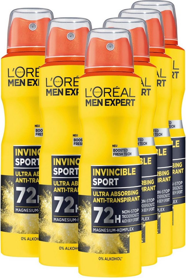 L'ORÉAL PARIS MEN EXPERT Deo-Spray Deo Spray Invincible Sport, Packung, 6-tlg. von L'ORÉAL PARIS MEN EXPERT