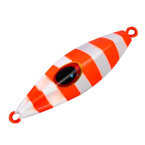 L PATTERN Slow Flat Fall Jig, Luminous Lead Vertical Jig Salzwasser Angeln Jig Boot Angelköder Jigging Köder für Thunfisch, Königsfisch, Barsch, Lachs, Orange-Weiß, 80G von L PATTERN