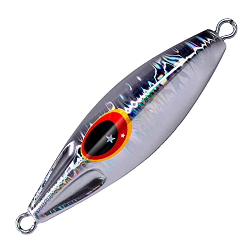 L PATTERN Slow Flat Fall Jig, Luminous Lead Vertical Jig Salzwasser Angeln Jig Boot Angelköder Jigging Köder für Thunfisch, Königsfisch, Barsch, Lachs, Strukturiertes Silber, 100G von L PATTERN