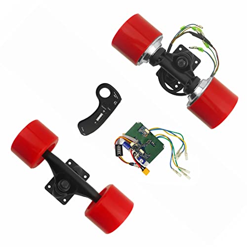 L-faster Elektrisches Skateboard Brushless Nabenmotor Kit DIY Kind E-Board Elektrisches 4-Rad Skateboard Dual Drive Conversion Kit Mit Fernbedienung (Red kit) von L-faster