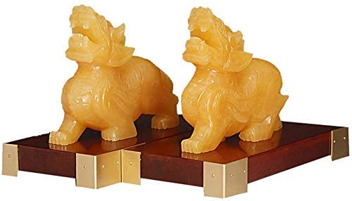L.TSN EIN Paar PiXiu/PiYao Chinesische Feng Shui Statuen ziehen Reichtum und viel Glück an Gelbe Jade Dekor Wohlstand Figur Haus und Büro 0904 von L.TSN