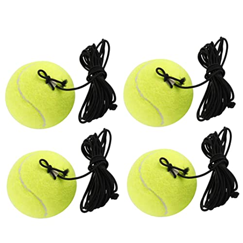 LAANCOO Tennistrainer, 4-teiliger Tennis-Trainingsball, langlebiger gelber Tennis-Rebound-Ball mit Schnur für Anfänger, Einzelspieler-Trainingsausrüstung, Tennisball von LAANCOO