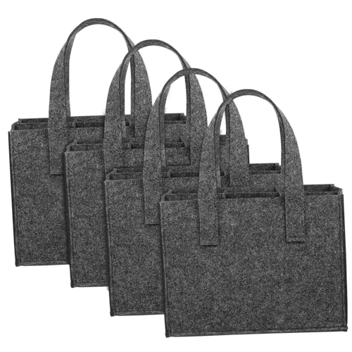 LABRIMP 4 Stück Filz Flaschentasche Flaschen mit Trennwänden Tragbare Flaschen Tasche aus Dickem Filz Weintasche Handtasche für Picknick Camping Reise Teiliges Mittelgrau Wiederverwendbar von LABRIMP