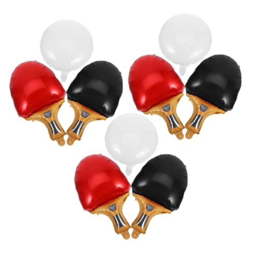 LABRIMP 9 Stück Teiliges Tischtennis Partyballons aus Robustem Folienmaterial Wiederverwendbar Leichte Aufhängung Rot Schwarze Schläger und Weiße Bälle für Sport Themenfeste und von LABRIMP
