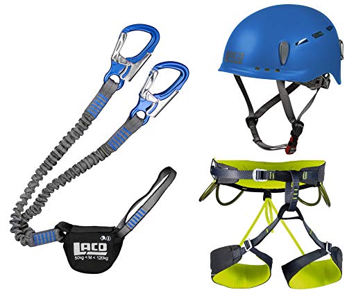 LACD Klettersteigset Pro blue + Klettergurt Camp Größe S + Helm Protector 2.0 blue von LACD