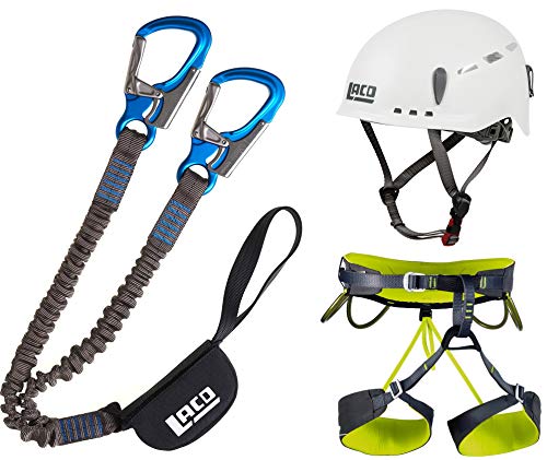 LACD Klettersteigset Pro + Klettergurt Camp Größe XS + Helm Protector 2.0 White von LACD