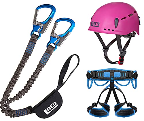 LACD Klettersteigset Pro + Klettergurt Start Größe M + Helm Protector 2.0 pink von LACD