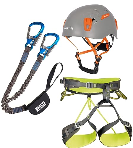 LACD Klettersteigset Pro blue + Klettergurt Camp Größe L + Helm Titan grey 54-62cm von LACD