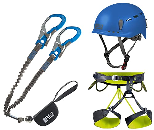 LACD Klettersteigset Pro Blue + Klettergurt Camp Größe XS + Helm Protector 2.0 Blue von LACD