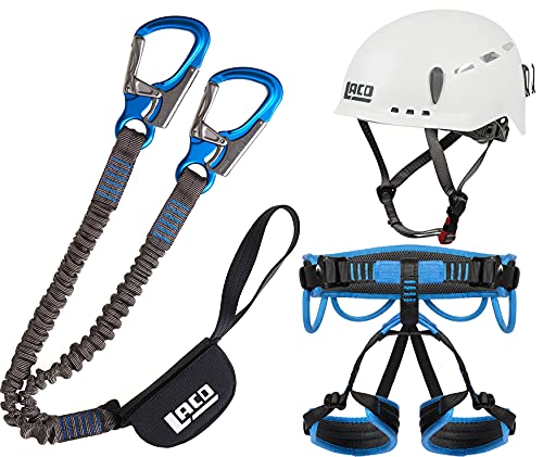 LACD Klettersteigset Pro blue + Klettergurt Start Größe S + Helm Protector 2.0 white von LACD