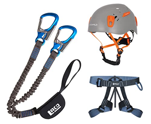 LACD Klettersteigset Pro Evo 2.0 + Klettergurt Easy EXP + Helm Camp Titan Grey 54-62cm von LACD