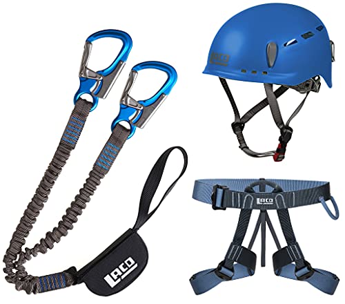 LACD Klettersteigset Pro Evo 2.0 + Klettergurt Easy EXP + Helm Protector 2.0 blue von LACD