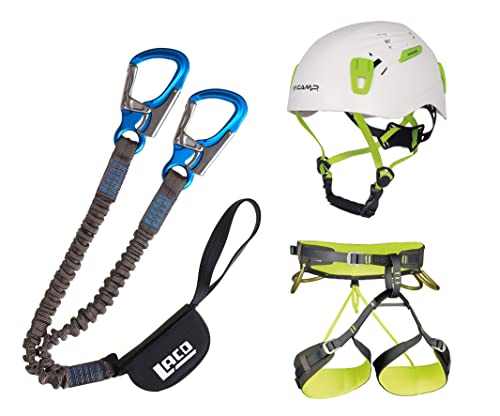 LACD Klettersteigset Pro blue + Klettergurt Camp Größe XL + Helm Titan white 54-62cm von LACD