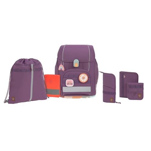 LÄSSIG 7-teiliges Schulranzen Set Kinder/School Set Boxy Unique purple von LÄSSIG