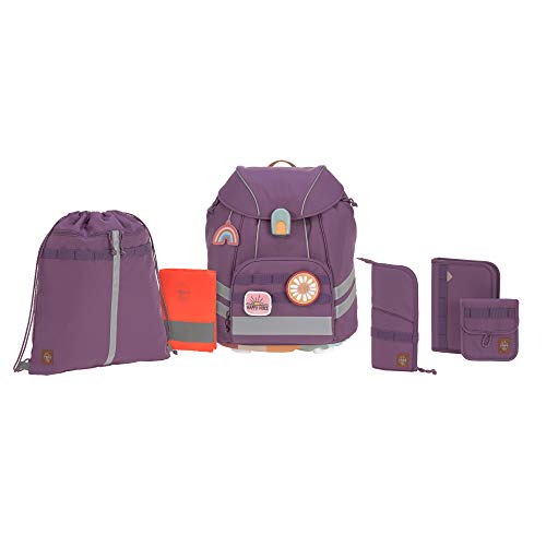 LÄSSIG 7-teiliges Schulranzen Set Kinder/School Set Flexy Unique Lila/Violett von LÄSSIG