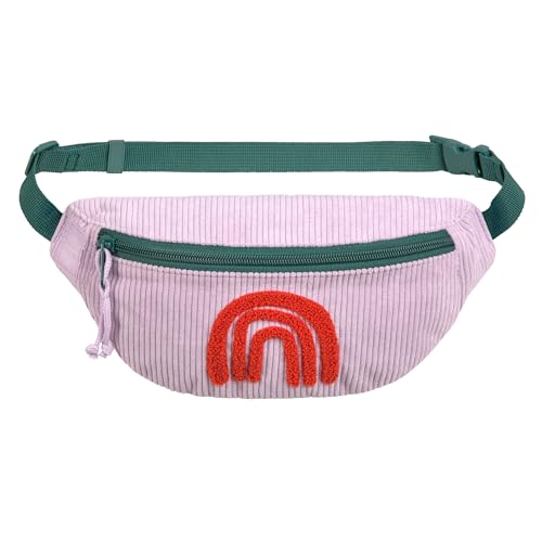 LÄSSIG Kinder Bauchtasche Umhängetasche mit verstellbarem Gurt/Mini Bum Bag Cord Rainbow Lilac von LÄSSIG