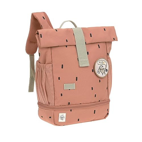 LÄSSIG Kindergartenrucksack Kinderrucksack Rolltop mit Brustgurt wasserabweisend, 11 Liter/Mini Rolltop Backpack Happy Prints Karamell von LÄSSIG