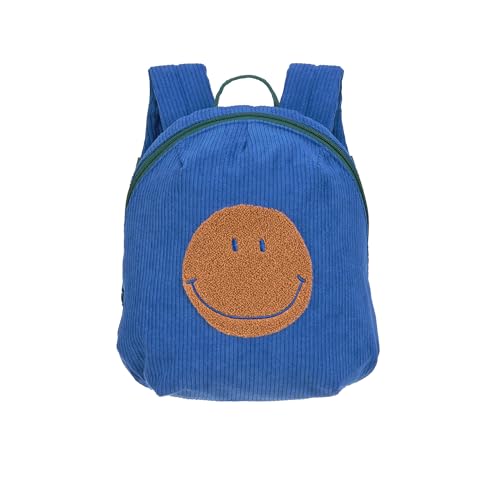 LÄSSIG Kleiner Kinderrucksack für Kita Kindertasche Krippenrucksack mit Brustgurt, 20 x 9.5 x 24 cm, 3,5 L/Tiny Backpack Cord Smile blue von LÄSSIG