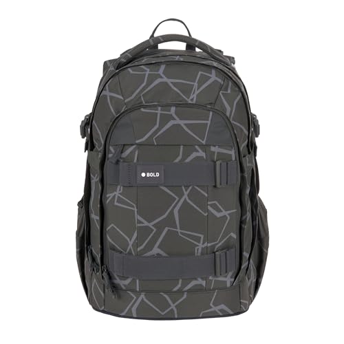 BOLD Lässig Schulrucksack mit Reflektoren und höhenverstellbarem Rückenteil/School Backpack Bold Edges grey von LÄSSIG