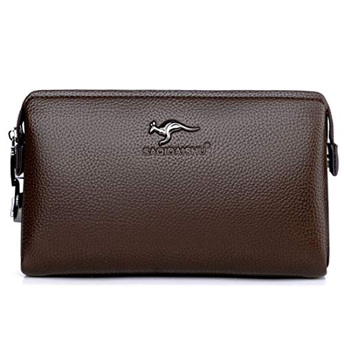 LAIFEKE PU-Leder-Clutch-Brieftasche für Herren mit Passwortsperre, Reißverschluss-Brieftasche mit großer Kapazität für Herren (Braun) von LAIFEKE