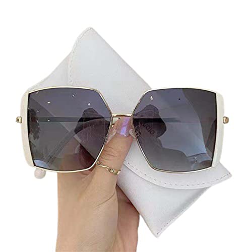 LAKEMON Polygonale Sonnenbrille UV-Schutz, UV400 Vintage Summer Driving Eyewear, beliebte Damen-Sonnenbrille mit großem Rahmen (Beige) von LAKEMON
