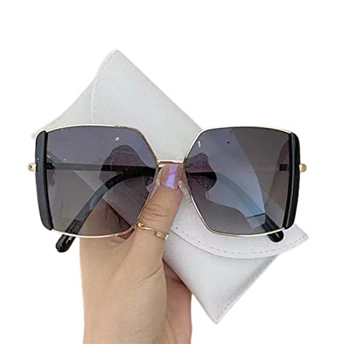 LAKEMON Polygonale Sonnenbrille UV-Schutz, UV400 Vintage Summer Driving Eyewear, beliebte Damen-Sonnenbrille mit großem Rahmen (Black) von LAKEMON