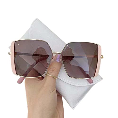 LAKEMON Polygonale Sonnenbrille UV-Schutz, UV400 Vintage Summer Driving Eyewear, beliebte Damen-Sonnenbrille mit großem Rahmen (Pink) von LAKEMON