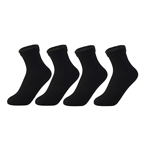 LAKEMON Samt-Winter-Thermosocken für Damen, Verdickung und Samt-Schneesocken, einfarbige, warme, nackte Socken, Damensocken (Black) von LAKEMON