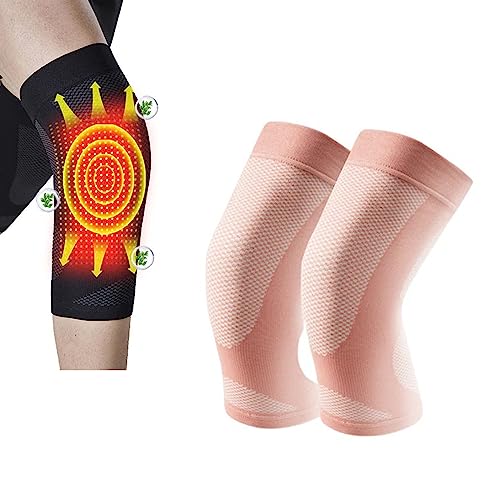 LAKEMON Turmalin-Eisseide-Kniebandage, Kniekompressionsbandagen, Kniebandage zur Linderung von Gelenkschmerzen und Arthritis (Pink,L(70-85kg)) von LAKEMON