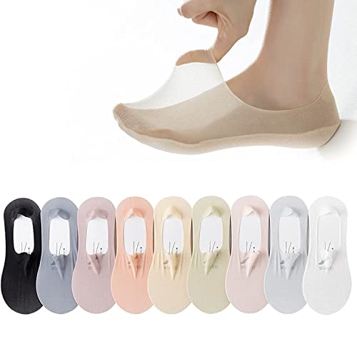 LAKEMON Unsichtbare, rutschfeste Socken aus Eisseide für Damen, atmungsaktive Socken aus Eisseide, extrem niedrig geschnittene Innensocken (9 Pairs) von LAKEMON