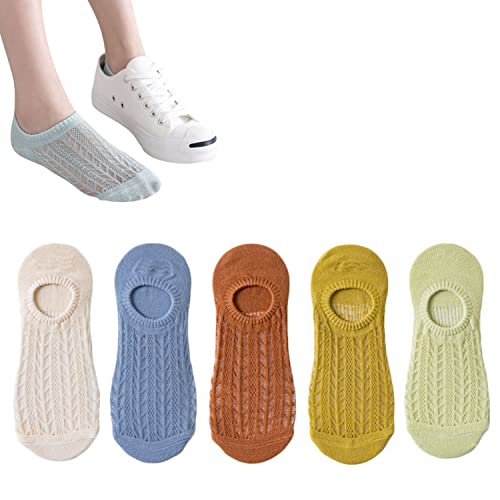 LAKEMON Unsichtbare Luftsocken, Mesh und atmungsaktive unsichtbare Boot-Socken, Unsichtbare atmungsaktive Socken für Frauen (5pairs-b) von LAKEMON