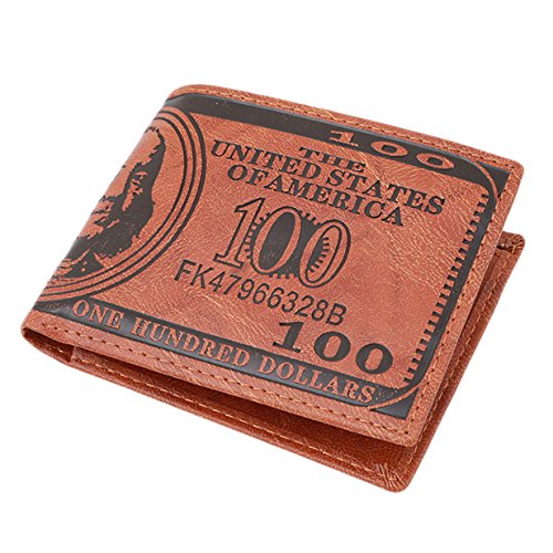 Lalang Herren US-Dollar-Schein-Geld-Mappen Lustige Faltbare PU Dollar Geldbörse Wallets (Dunkelbraun) von LALANG