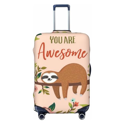 LAMAME Afrikanische Tierlöwe bedruckte Kofferhülle Elastische Schutzhülle Waschbare Gepäckabdeckung, You Are Awesome Faultier, XL von LAMAME