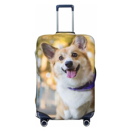 LAMAME Kofferbezug mit Hühnermotiv, elastisch, waschbar, Gepäckabdeckung, Hund Corgi, S von LAMAME