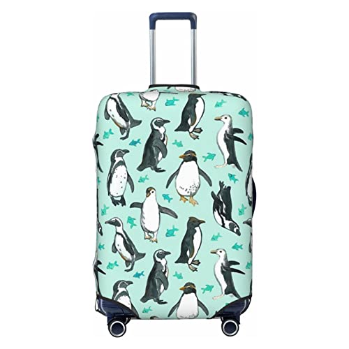 LAMAME Niedliche Pinguine bedruckte Kofferhülle Elastische Schutzhülle Waschbare Gepäckabdeckung, Süße Pinguine, M von LAMAME