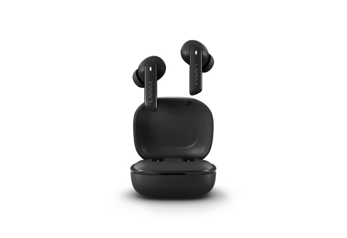 LAMAX Clips1 ANC Black Bluetooth-Kopfhörer (Möglichkeit, nur einen Ohrhörer zu verwenden, 44 Stunden Spielzeit, Siri, Google Assistant, Hybrid ANC-Funktion, Transparenzmodus, ergonomisches Design) von LAMAX